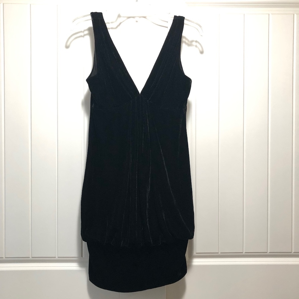 Black Velour Mini Skirt Cocktail Dress by London Style